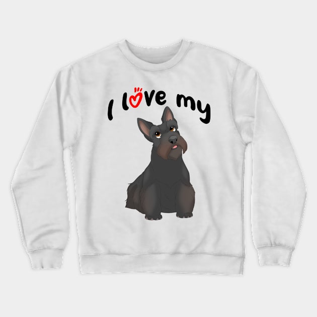 I Love My Black Scottish Terrier Dog Crewneck Sweatshirt by millersye